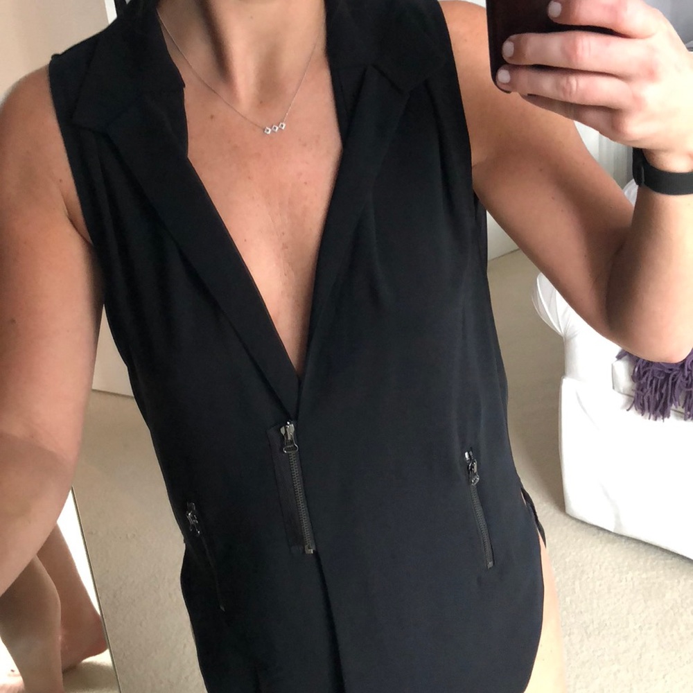 Kenneth Cole blouse with zippers and open back
